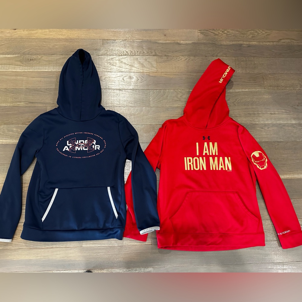 2 Boys Under armour hoodie sweatshirts- I AM IRON MAN SWEATSHIRT- Size M